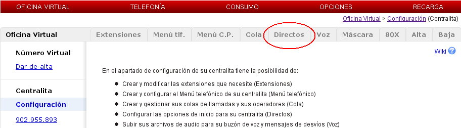 número de Centralita Virtual