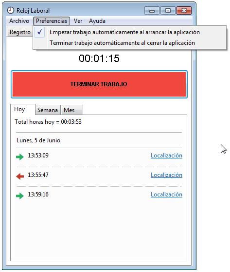 reloj laboral para el control de presencia