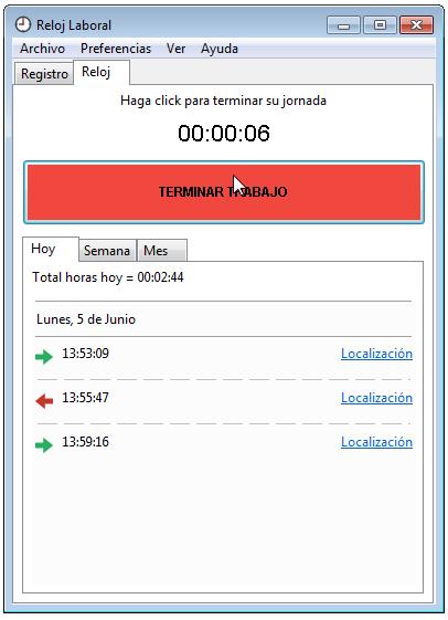 reloj laboral para el control horario