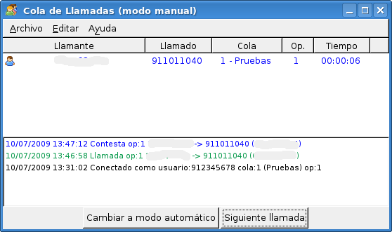 cliente cola llamada