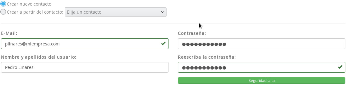 Formulario para crear un nuevo usuario
