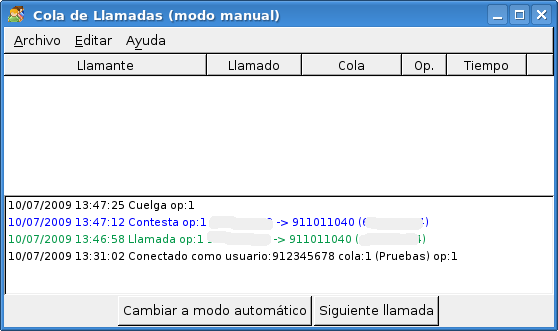 cliente cola llamada