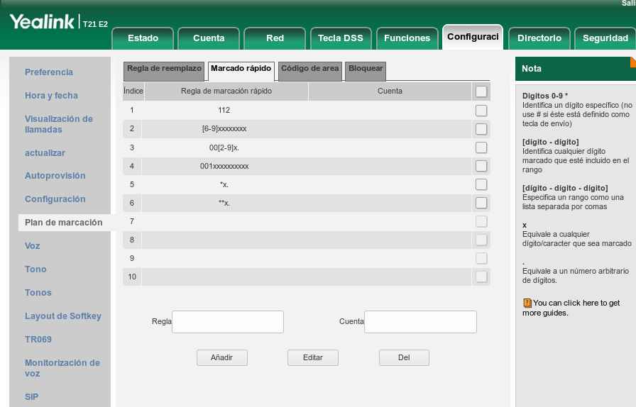 configuracion Telefono GPX1610