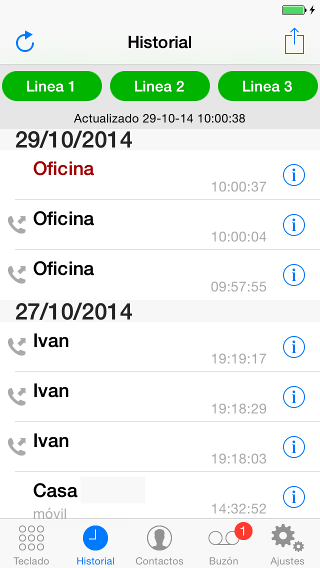 historial del voip iphone